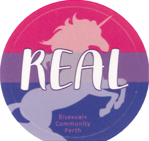 [Real unicorn], c.2019 (Bisexual+ Community Perth) [sticker], Ephemera Collection
